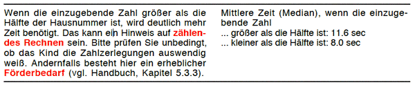 Amelie hat bei den Zerlegungen der Zahlen 10, 9 und 8 alle Aufgaben richtig gelöst. Ihre extrem langsame Arbeitsweise kann aber ein Hinweis auf zählendes Rechnen sein.