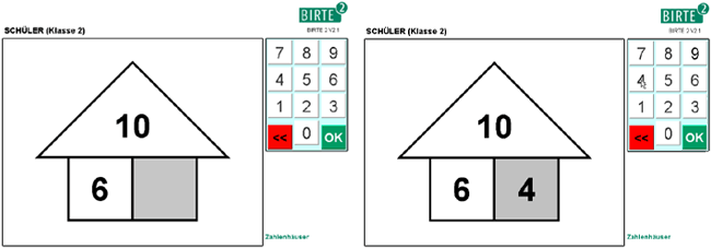 Bildesquenz: Schülerbearbeitung einer Aufgabe im Modul Zahlenhaus
